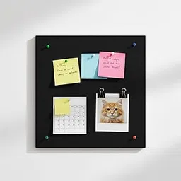 ArtzFolio Felt Bulletin Board Notice Pin Board | Self-Adhesive Soundproof Wall Tiles | Acoustic Foam Panels Combo with Push Pins & Sticky Notes | Black | 12 x 12 inch (30 x 30 cms)-picture-21