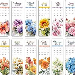 Crafty 2026 Calendar Bookmarks Collection, 12 Monthly Floral Designs, Premium 500 GSM Paper, Laminated, 2x6 Inch, Made in India-picture-11