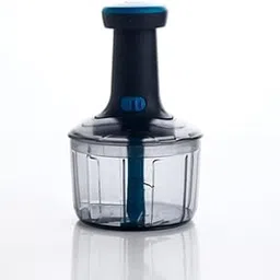 Manual Food Chopper with Push Top, Clear Container, Black and Blue-picture-35