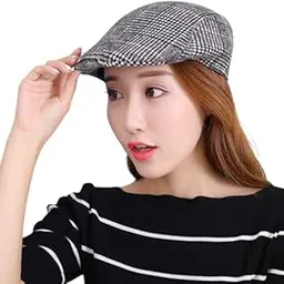brats n beauty BRATS N BEAUTY®-Girl/Women Autumn Checkered Vintage Herringbone Flat Cap/Boy or Male Durable Sports Peaked Riding Hat/Beret Country Golf Hats Caps - Black Color-picture-29