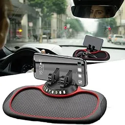 Car Dashboard Phone Holder, 360-Degree Rotating Mount, Anti-Slip Silicone Pad, Phone Stand with Storage Tray-image-27