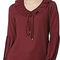 Women Maroon Solid Tops-image-30