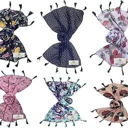 narnari Women's Printed Chiffon Scarf and Stoles-N2112(Free Size) Set of 6-picture-26