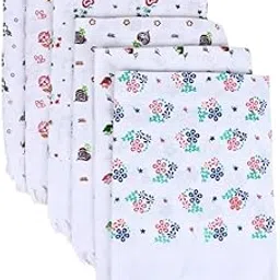 Unicorn Fashion Floral and Owl Prints White Cotton Towel/Gamcha Soft Quick Drying Absorbent Towels Set of 5 Large Size Light Weight Washable Multipurpose Uses White with Multicolor Print-picture-30