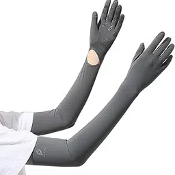 PALAY® Hand Gloves for Sun Protection with Arm Sleeves for Women, Nylon Ice Silk Sun Protection Gloves Women Cooling UV Hand Cover Arm Sleeves for Bike Riding - Anti-slip-picture-48