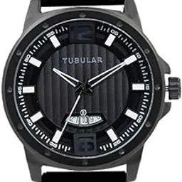 tubular Men's Analog Wrist Watch for Men and Boy, 46mm Black Dial, Leather Strap, Date Display, Quartz Movement-picture-49