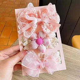 Babymoon | Set of 3 | Designer Princess Baby Girl’s Headbands | Hair Accessories | Pink | White-image-54