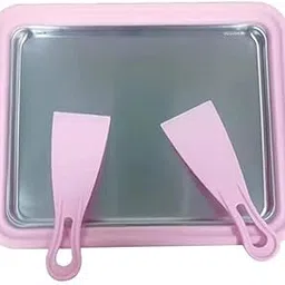 Instant Ice Cream Roller Pan with 2 Spatula DIY Rolled Ice Cream Maker, Stainless Steel Cold Plate for Frozen Yogurt, Gelato, Sorbet & Slushies Fun for Kids & Family (Pink, Medium) image 1