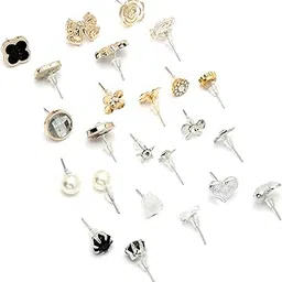 karatcart Set of 12 Gold and Silver Contemporary Studs Earrings Combo (33038362)-picture-10