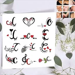 Komstec C Name Letter Tattoo Temporary Tattoo Stickers For Male And Female Fake Tattoo Waterproof Tattoo body Art-picture-52