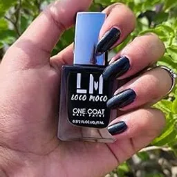 LM Loco Moco One Coat Nail Polish, Black, 11ml, Quick Dry Formula-image-1