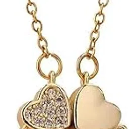 meenaz Pendant For Women Girls Ladies girlfriend Wife Jewellery Multi Heart Necklace 4 Magnetic Rose Gold fashion set love Diamond magnet Western Pendants chain Valentine gifts Birthday propose -349-picture-12