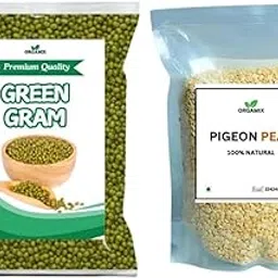 ORGAMIX Unpolished Green Moong Whole 500g | Protein Rich & ORGAMIX Whole Toor Dal 500g | Natural Pigeon Pea | Arhal Dal-image-95