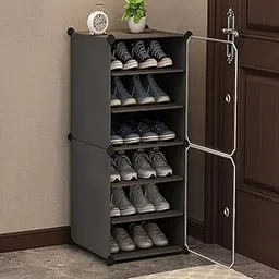 Zemic Shoe Rack DIY Portable Shoe Rack Organizer/Multi-Purpose Shelf Storage Cabinet Stand Expandable for Heels, Boots, Slippers Plastic Portable and Folding Shoe Rack (6-Shelf, Grey)-picture-34