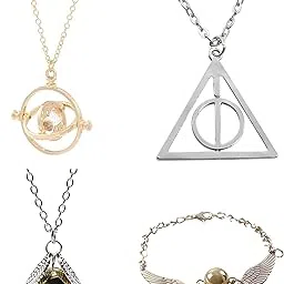 rupeerise 4PCS Necklace and Bracelet Set, Golden Snitch Pendant Jewellery Accessories for Cosplay and Gifts, Retro Alloy Locket for Anime Enthusiasts-picture-29