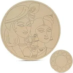 300Sparkles Pre Marked Radha Krishna Design Round MDF Board Laser Cutout Base Painting Board Art & Craft Home Decoration 10 x 10 Inch-picture-30