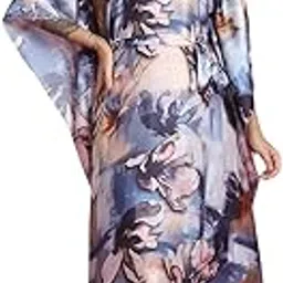 claura Women Printed Satin Maxi Kaftan Nightdress.-picture-40