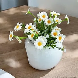 Art Street Artificial White Daisy Silk Flower Bunch for Vases or Pot Suited for Table Indoor Home Decoration Single Piece,11 Inch with 20 Flower Head-picture-27