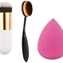 Oval Toothbrush Shape Brush & Round Found White Brush & Makeup Blender Sponges Puff(Pack Of 3)-picture-31