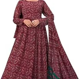 Elegant Anarkali Gown with Dupatta || Women's Ethnic Dress Detailing || Perfect for Weddings, Festivals & Special Occasions (in, Alpha, M, Standard, Blue)-picture-52