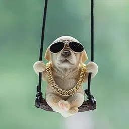 Cute Dog Car Hanging Accessory Swinging Dog Rear View Mirror Car Ornament Labrador Car Pendant Cute Car Accessories Gift Item for Men, Women, Couples (Cream)-picture-22