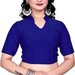 tanishm feb tex Women Cotton Lycra Solid Round Neck Short Sleeves Regular Saree Blouse(1061)-picture-18