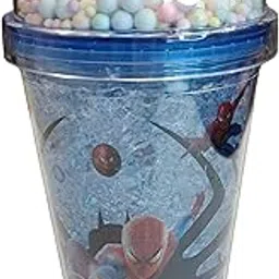 DailyAlley Spiderman Sipper for Kids | 350ml Dome Lid Water Cup with Straw & Floating Beads | Tumbler for School, Travel and Gift-picture-16