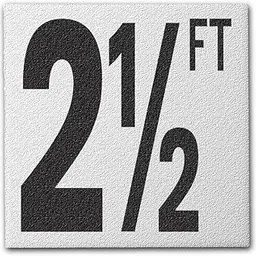 Ceramic Swimming Pool Deck Depth Marker "2 1/2 FT" Abrasive Non-Slip Finish, 5 inch Font-image-83
