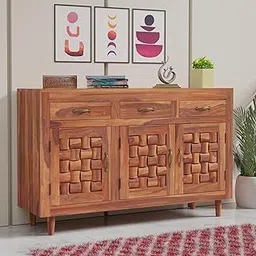 wood crony Solid Sheesham Wood Sideboard Cabinet (Design 8)-picture-34