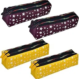 Pencil Pouch | Rexine Stationary Pouch | Pencil Utility Pouch | School Pencil Case for Kids | Pen-Pencil Box for Kids | 2 Zipper Pencil Organizer | Star Pencil Pouch | Pack of 4 | Multi-image-53