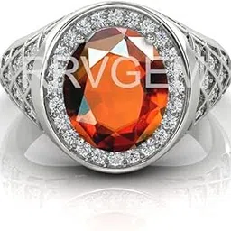 10.50 Carat Natural Gomed Stone Astrological Silver Plated Ring Adjustable Gomed Hessonite Astrological Gemstone for Men and Women (Lab - Tested)WITH CERTIFICATE-image-6