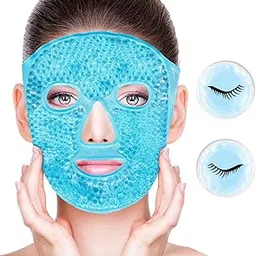 KIRIADA Cold Face Eye Masks Ice Face Mask Hot Cold Compress For Dark Circles, Puffiness, Migraines, Headache, Stress, Redness, Cooling Face Masks For Women Man, Skin Care-image-80