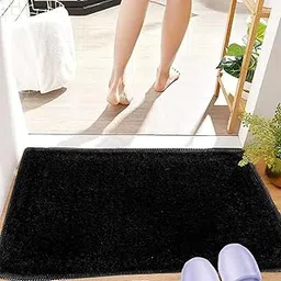 Zureni 35x50cm Rectangle Doormat Anti Skid and Dirt Resistant Soft Microfiber Floormat Quick Dry Absorbent Indoor Outdoor Rug for Bedroom Kitchen Bathroom Office Floor Entrance (1Pc, Black)-image-47