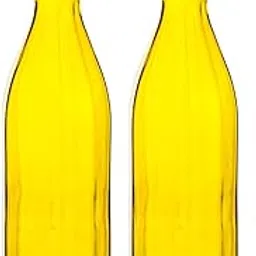 Machak Colhexa Glass Bottles With Cork 1litre, Kitchen Decoration (Yellow, 2 Pcs)-picture-52