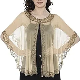 matelco Women's Long Poncho With Beads Embroidery-picture-20