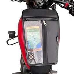 UNIWARE® New Jawa 42/Jawa Classic/Jawa Perak | Leather Scratch Proof Tank Cover/Tank Bag - Transparent Mobile Touch Pocket/Holder Tank Cover (Black)-picture-30