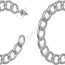 young & forever Gift Stainless Steel Curb Chain Hoop Earrings for Women Big Hoop Dangle Earring for Women Square Circle Oval Earrings Thin Geometric Hoop Earrings-picture-18