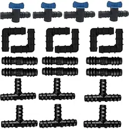 PMW - 16 MM Drip Irrigation Pipe Fittings, Accessories, Elbows, Tee, Straight Connectors, Taps Agro Drip Irrigation Tools Garden Water Supplying Kit (15Pcs Each Total 60 Pieces)-picture-14