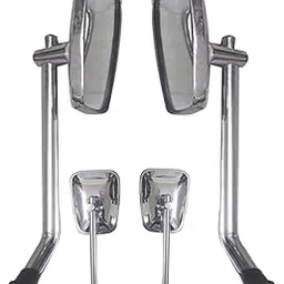 GOLSM Bike Handlebar Rear View Mirror Ractangle End Adjustable Rotatable Stylish Handle bar Side Mirror Set of 2 PCs Chrome For Bajaj Avenger 220 DTS-i-picture-42