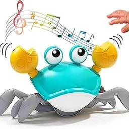 Dangfly Crawling Crab Infant Tummy Time Toys for Kids | Kids Electronic Musical Light Up Toy with Automatically Avoid Obstacles Build in Rechargeable Battery, Blue-picture-13