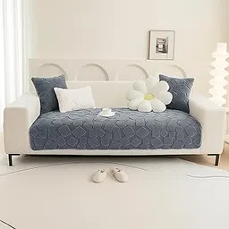 Lithara Premium Waterproof Faux Rabbit Fur Sofa Cover Mat - Ultra-Soft, Thick & Fluffy with Anti-Slip Design, Washable Furniture Protector for 3 Seater Sofa 90x180 cm (Grey)-image-98