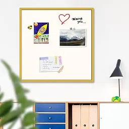 ArtzFolio Whites Family Floral White Colour | Dry Erase Magnetic White Board | Includes Sticky Notes, Magnet Buttons & Markers | Golden Frame | 20 x 20 inch (51 x 51 cms) image 1