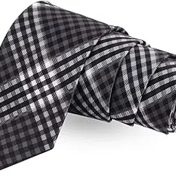 peluche The Little Checks Black Colored Microfiber Necktie For Men-picture-43