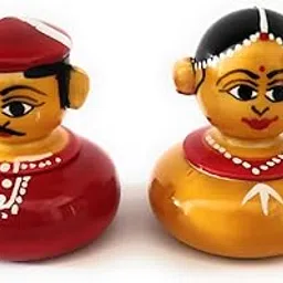 Anuradha Wooden Showpiece box || Red and Yellow colour || Kumkum box || Ring box (L*W*H) 3x3 x4 CMS-picture-33