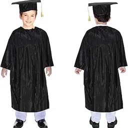 nic Graduation Gown Dress for Kids Convocation Annual Function Degree Gown Fancy Dress (Gown,Cap)_Black-picture-21