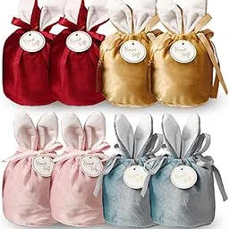 HASTHIP® 8Pcs Gift Bags Bunny Ear Candy Bag Soft Velvet Drawstring Pouches Reusable Jewelry & Treat Gifting Bags for Return Gifts Party Favor Bag for Birthday Children's Day-picture-50