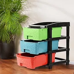 Kuber Industries 3-Tier Multipurpose Plastic Drawers Storage Organizer | Cabinets/Storage Rack for Kitchen | Space-Saving Kids Toy & Bedroom Shelf for Home/Office | Multicolor-image-16
