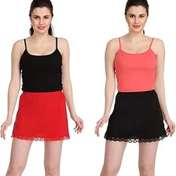 splash Cotton Rich Short Skirt Slip for Women| Skirt Slip | Women's Half Slip (Pack of 2)-picture-24