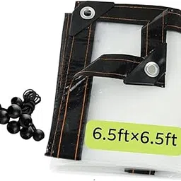 AITREASURE 6.5ft×6.5ft Tarpaulin Transparent Waterproof Clear Tarps with Grommets 8 Pieces Ball Bungee Cords 6 Inch for Plants Greenhouse, Pet Hutch Roof-picture-19