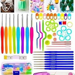 Trexee Crochet Hook Needle Set, 52pcs Sewing Needle Kit with 16pcs Soft Grip Handles Hooks 0.6mm-6mm, 1 Scissor, 1 Tape Measure, 3 Tapestry (Pack of 1)-picture-24